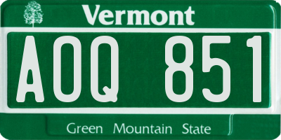 VT license plate AOQ851