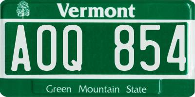 VT license plate AOQ854