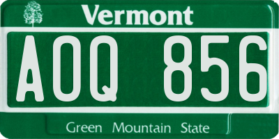 VT license plate AOQ856