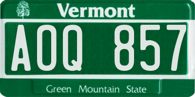 VT license plate AOQ857