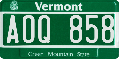 VT license plate AOQ858