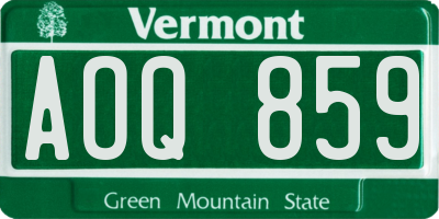 VT license plate AOQ859