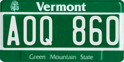 VT license plate AOQ860