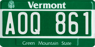 VT license plate AOQ861