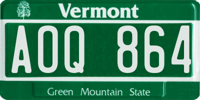 VT license plate AOQ864