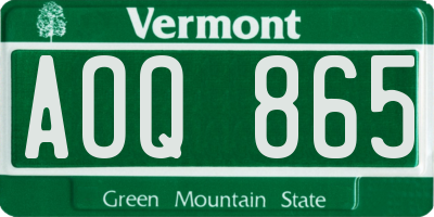 VT license plate AOQ865