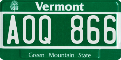 VT license plate AOQ866