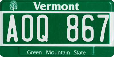 VT license plate AOQ867