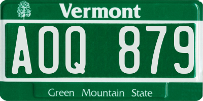 VT license plate AOQ879
