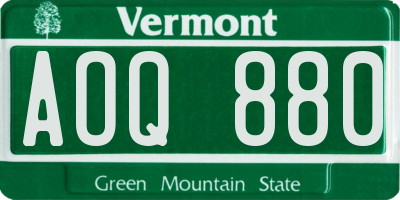 VT license plate AOQ880