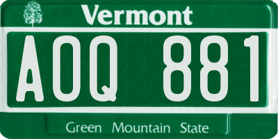 VT license plate AOQ881