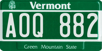 VT license plate AOQ882