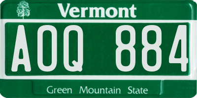 VT license plate AOQ884