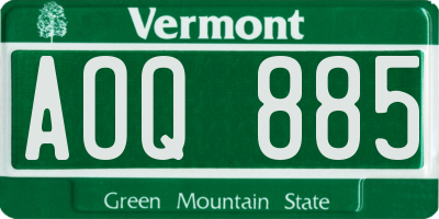 VT license plate AOQ885