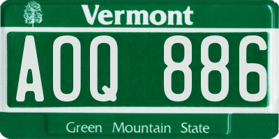 VT license plate AOQ886