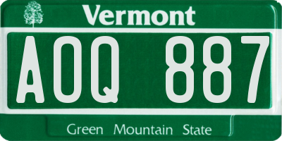 VT license plate AOQ887