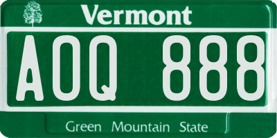 VT license plate AOQ888