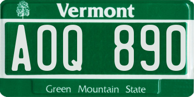 VT license plate AOQ890