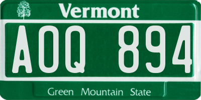 VT license plate AOQ894