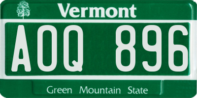 VT license plate AOQ896