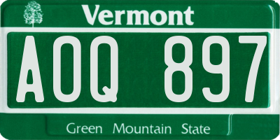VT license plate AOQ897