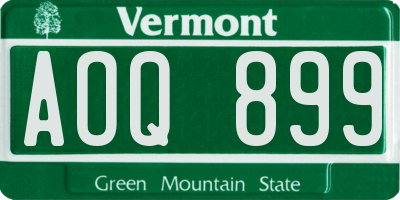 VT license plate AOQ899