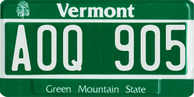 VT license plate AOQ905