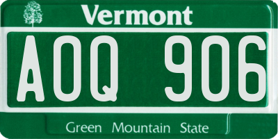 VT license plate AOQ906
