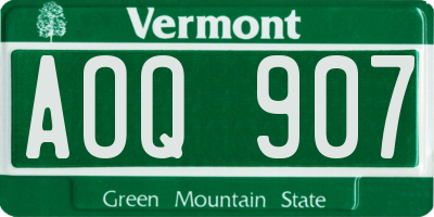 VT license plate AOQ907