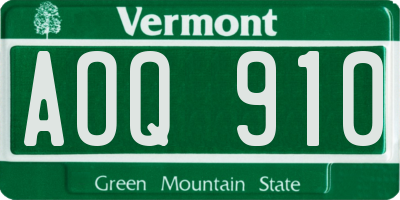 VT license plate AOQ910