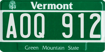 VT license plate AOQ912