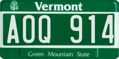 VT license plate AOQ914