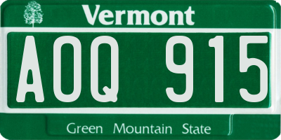 VT license plate AOQ915