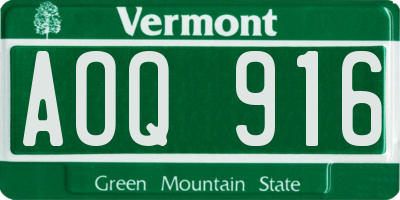 VT license plate AOQ916