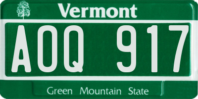 VT license plate AOQ917