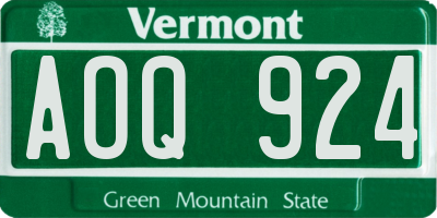 VT license plate AOQ924
