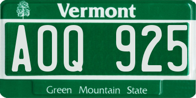 VT license plate AOQ925