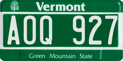 VT license plate AOQ927