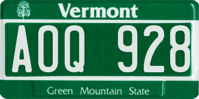 VT license plate AOQ928