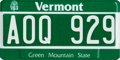 VT license plate AOQ929