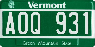 VT license plate AOQ931