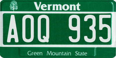 VT license plate AOQ935