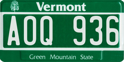 VT license plate AOQ936