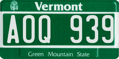 VT license plate AOQ939