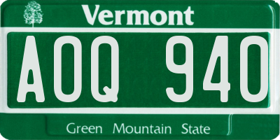 VT license plate AOQ940
