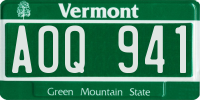 VT license plate AOQ941