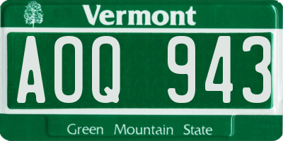 VT license plate AOQ943