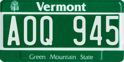 VT license plate AOQ945