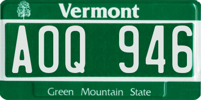 VT license plate AOQ946