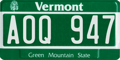 VT license plate AOQ947